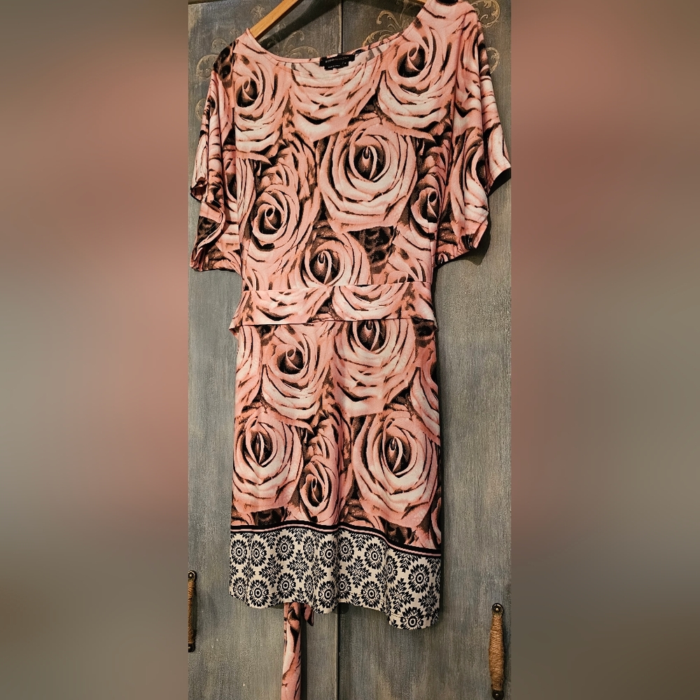 BCBGMAXAZRIA Pink Roses Tunic Midi-Dress (S)